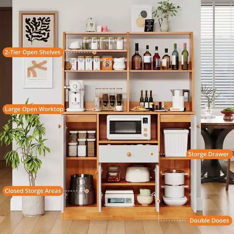 Buffet Bahut en Bois avec Portes Meuble de Rangement de Cuisine avec Tiroirs Étagère de Rangement