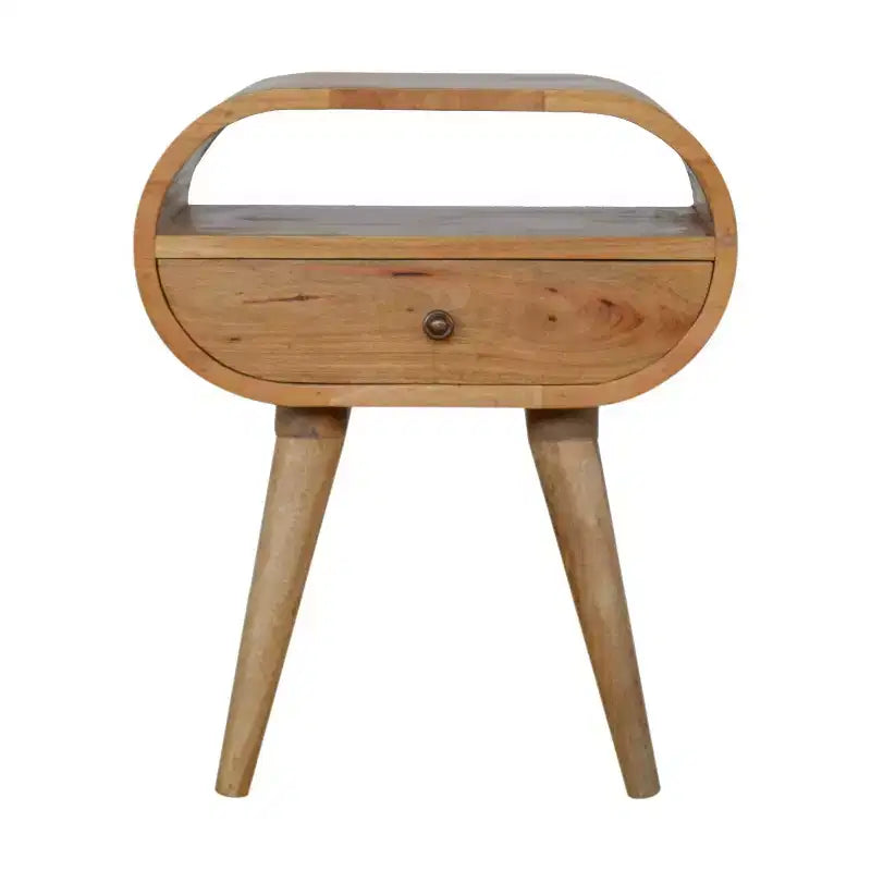 HomeRoots 21 Natural Solid Wood Oval One Drawer Nightstand