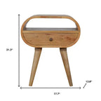 Table de chevet ovale en bois massif naturel à un tiroir