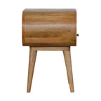 Table de chevet ovale en bois massif naturel à un tiroir