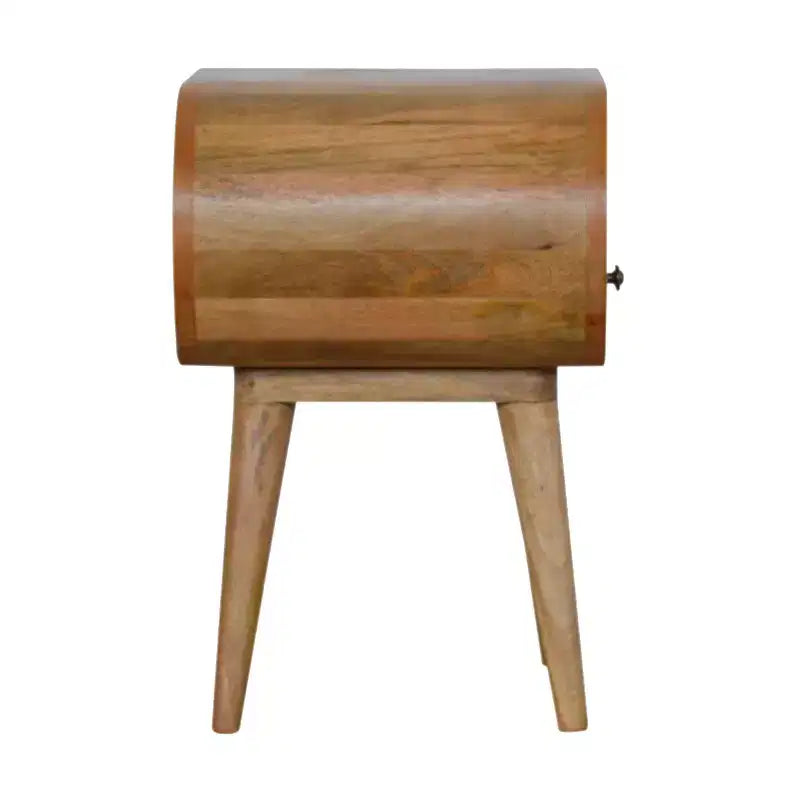 Table de chevet ovale en bois massif naturel à un tiroir