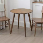 Royal Hampton Side End Table 24 Inch Round Walnut Brown Wood Top Angled Legs