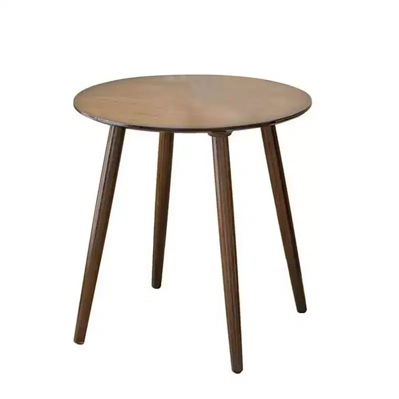 Table d'appoint d'extrémité ronde, plateau en bois de noyer marron, pieds inclinés