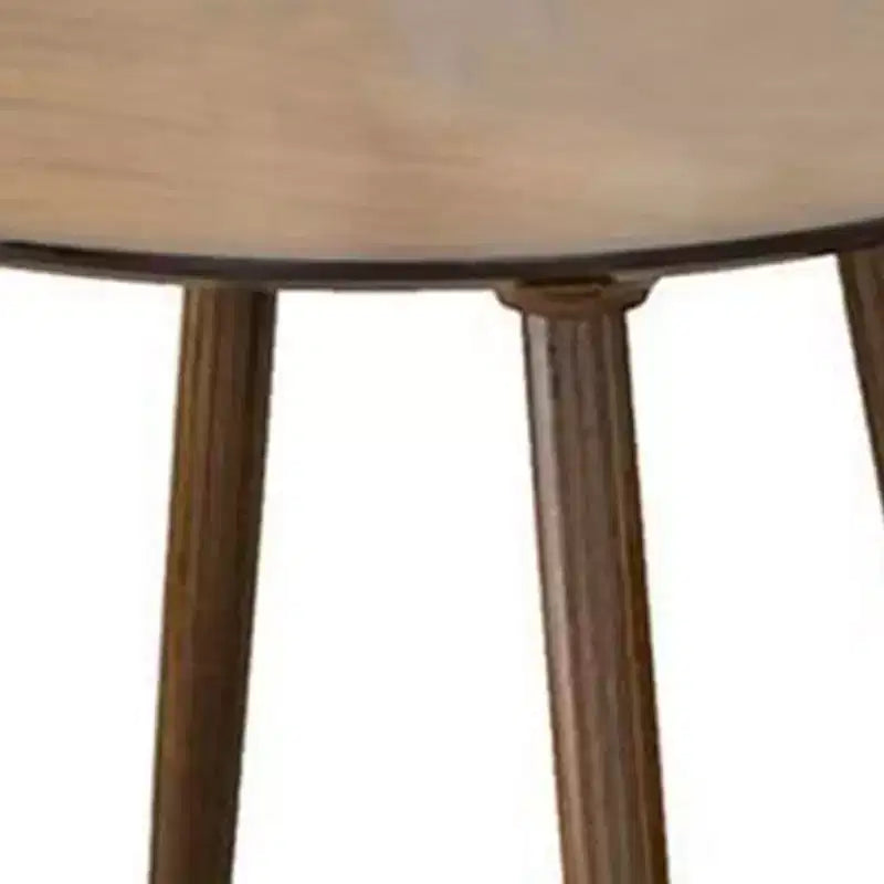 Table d'appoint d'extrémité ronde, plateau en bois de noyer marron, pieds inclinés