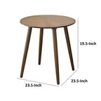 Table d'appoint d'extrémité ronde, plateau en bois de noyer marron, pieds inclinés