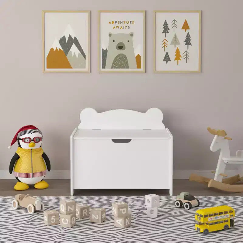 Toy Chest Storage Bench Kids Toy Box Storage Chest Footrest with with Safety Hinged Lid White - ModernLuxe