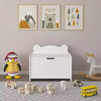 Toy Chest Storage Bench Kids Toy Box Storage Chest Footrest with with Safety Hinged Lid White - ModernLuxe