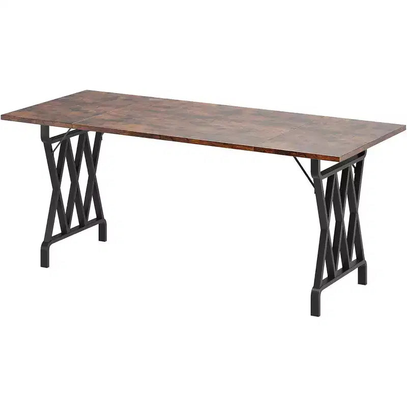 Dining table 70.9-inch farmhouse-style kitchen dining table with heavy-duty metal legs suitable for dining room living room and outdoor use.