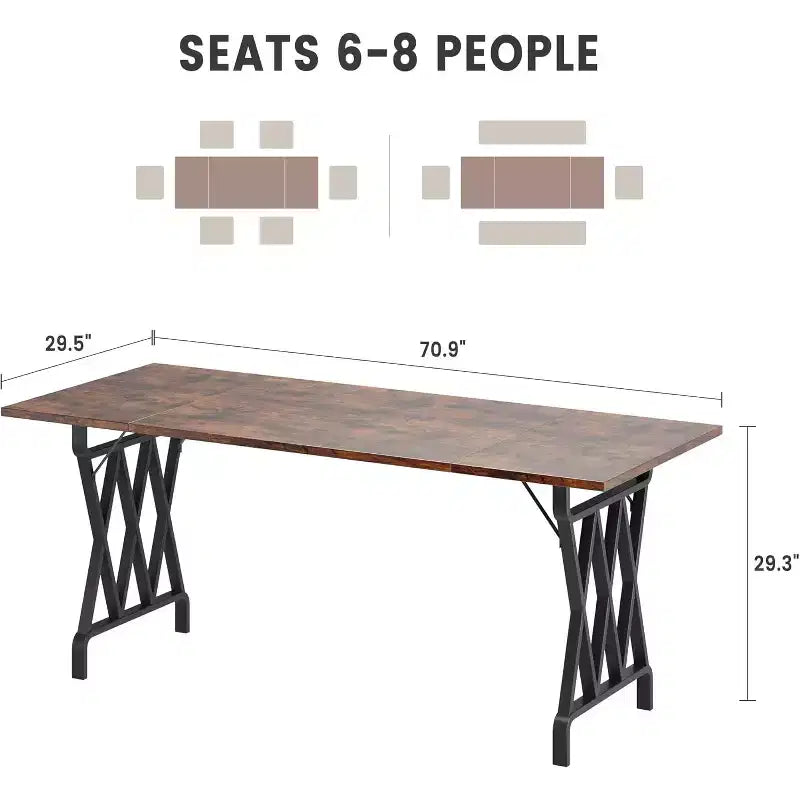 Table de salle à manger style ferme avec pieds en métal robustes