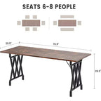 Table de salle à manger style ferme avec pieds en métal robustes
