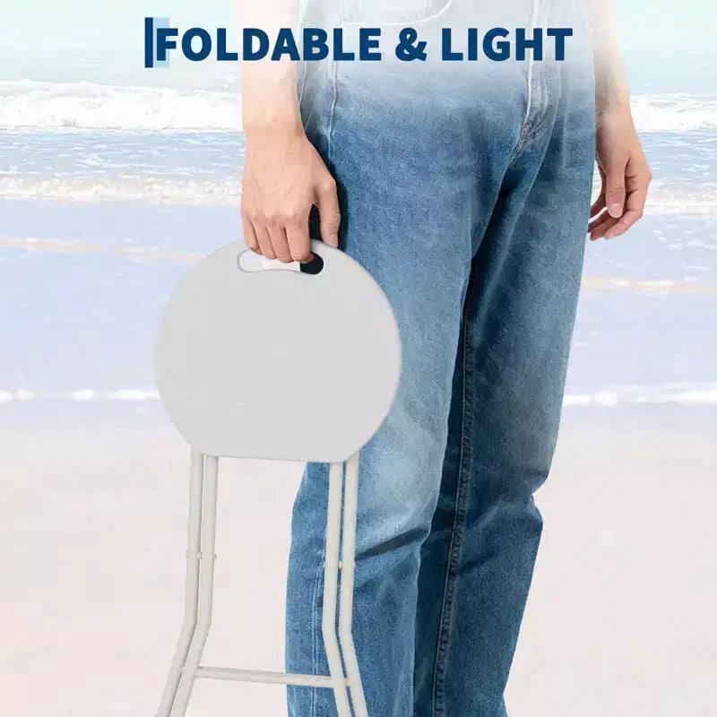 Tabouret pliant avec poignée Portable Robuste Rond Pliable