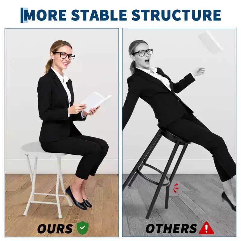 Tabouret pliant avec poignée Portable Robuste Rond Pliable