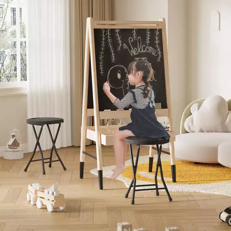 Tabouret pliant avec poignée Portable Robuste Rond Pliable