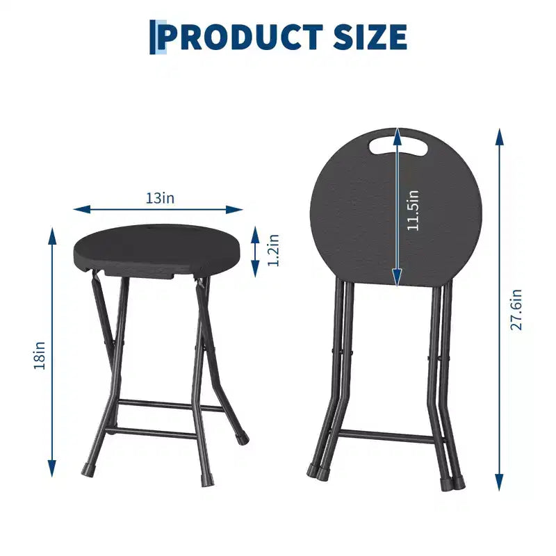 Tabouret pliant avec poignée Portable Robuste Rond Pliable