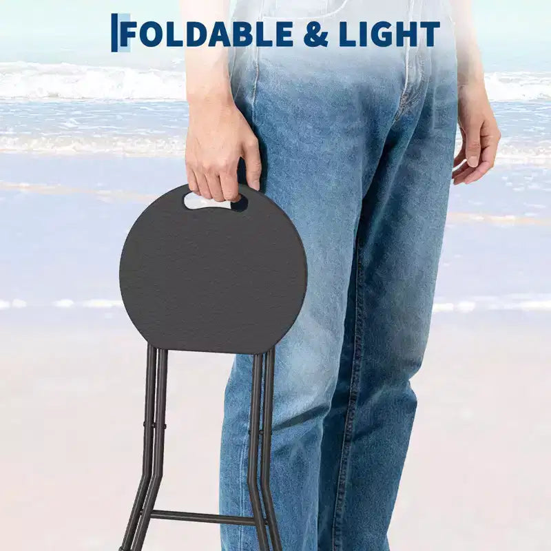 Tabouret pliant avec poignée Portable Robuste Rond Pliable