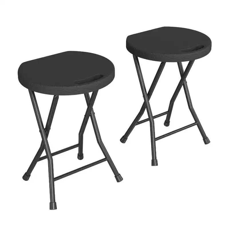 Folding Stool Chair with Handle Portable Heavy Duty Round Foldable Stool Non-Slip Feet 600Lbs Capacity 18 Inch Foldable Stool for Dorm Kitchen