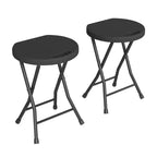 Folding Stool Chair with Handle Portable Heavy Duty Round Foldable Stool Non-Slip Feet 600Lbs Capacity 18 Inch Foldable Stool for Dorm Kitchen