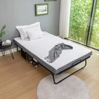 Bellemave Folding Bed with Mattress SPortable Foldable Bed with Storage Cover black