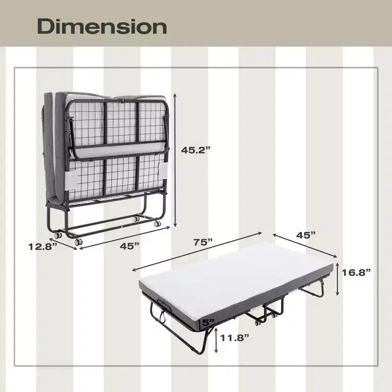 Lit pliant avec matelas Lit pliant portable avec housse de rangement