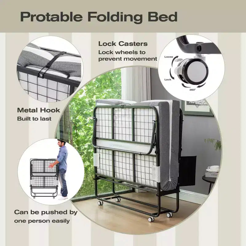 Lit pliant avec matelas Lit pliant portable avec housse de rangement