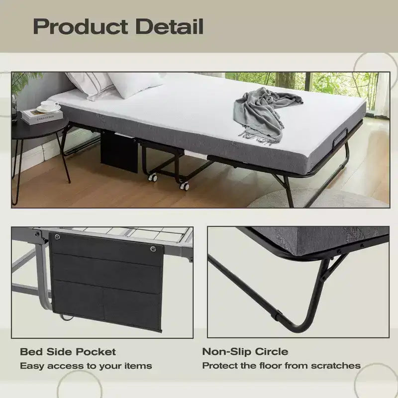 Lit pliant avec matelas Lit pliant portable avec housse de rangement