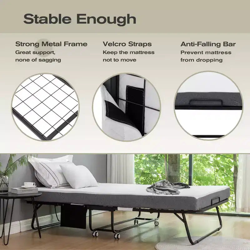 Lit pliant avec matelas Lit pliant portable avec housse de rangement