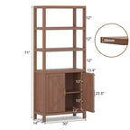 Bibliothèque avec étagères réglables, meuble de rangement avec 2 portes, vitrine autoportante