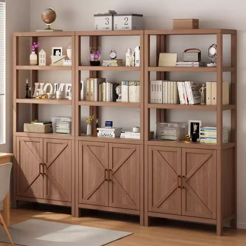 Bibliothèque avec étagères réglables, meuble de rangement avec 2 portes, vitrine autoportante