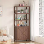 Bibliothèque avec étagères réglables, meuble de rangement avec 2 portes, vitrine autoportante