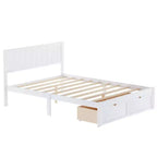 Lit plate-forme avec tiroirs de rangement Blanc Pin et MDF Cadre Rangement sous le lit