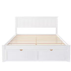 Lit plate-forme avec tiroirs de rangement Blanc Pin et MDF Cadre Rangement sous le lit