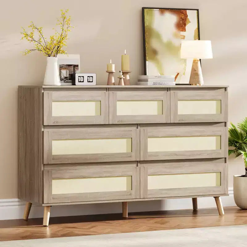 Commodes en bois pour chambre à coucher avec 7 tiroirs, grande commode moderne