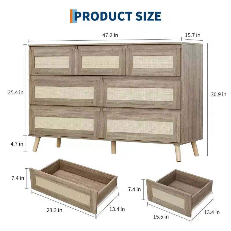 Commodes en bois pour chambre à coucher avec 7 tiroirs, grande commode moderne
