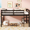 MAYEERTY Twin Loft Bed Solid Rubber Wooden with Ladder Bed Platform of Strengthened Slats Black