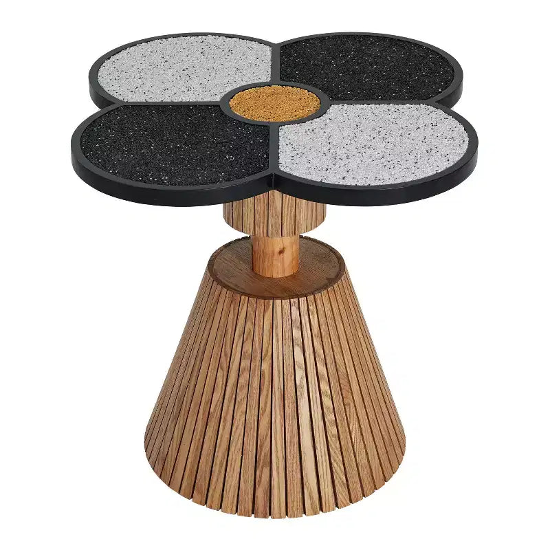 Table d'appoint Trèfle à quatre feuilles Table de chevet à grain de bois Petite table d'appoint