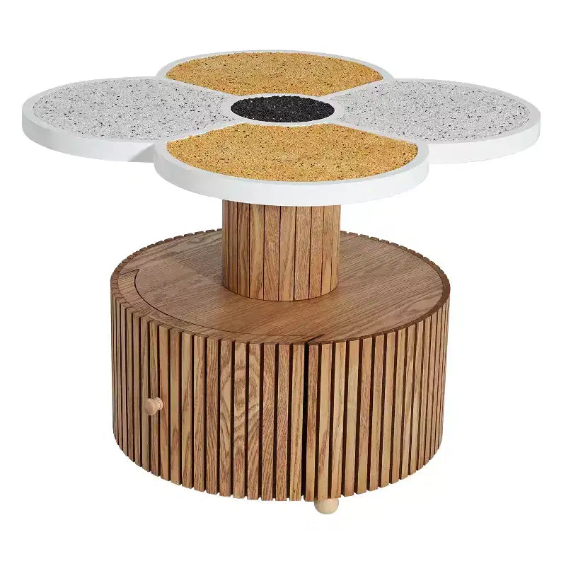 Table d'appoint Trèfle à quatre feuilles Table de chevet à grain de bois Petite table d'appoint