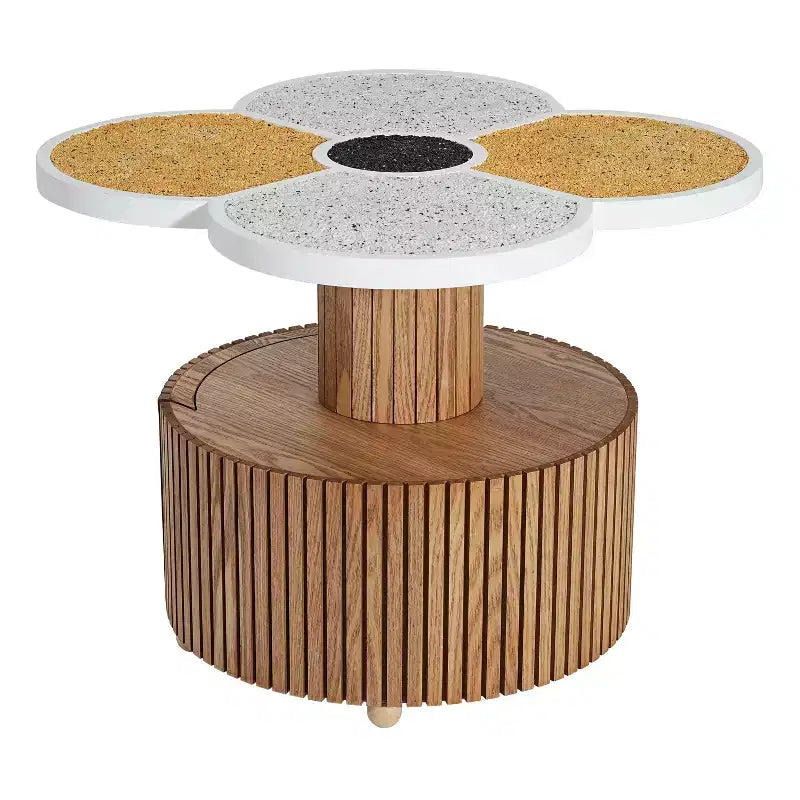 Table d'appoint Trèfle à quatre feuilles Table de chevet à grain de bois Petite table d'appoint