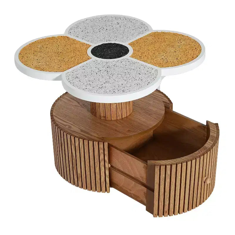 Table d'appoint Trèfle à quatre feuilles Table de chevet à grain de bois Petite table d'appoint