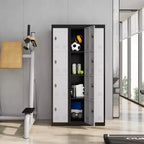 High-grade steel storage cabinet with adjustable shelves and rust-proof safety design suitable for offices schools garages and gyms.
