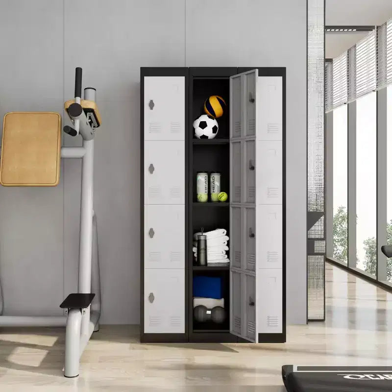 High-grade steel storage cabinet with adjustable shelves and rust-proof safety design suitable for offices schools garages and gyms.