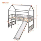 Lit mezzanine pour enfants avec toboggan et espace de jeu en dessous
