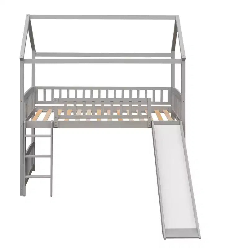 Lit mezzanine pour enfants avec toboggan et espace de jeu en dessous