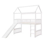 Lit mezzanine pour enfants avec toboggan et espace de jeu en dessous
