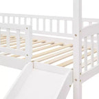 Lit mezzanine pour enfants avec toboggan et espace de jeu en dessous