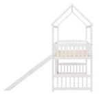 Lit mezzanine pour enfants avec toboggan et espace de jeu en dessous