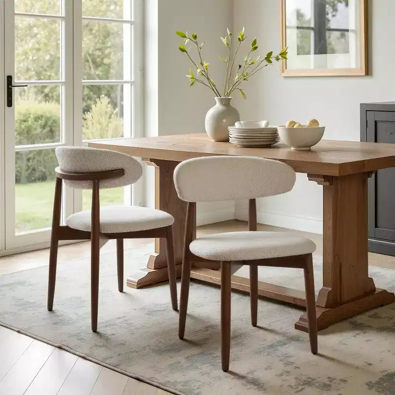 Chaises de salle à manger Boucel en tissu avec cadre en bois massif