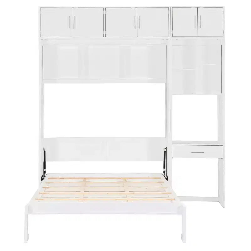 Lit escamotable avec armoire Lit escamotable pliant avec étagères de rangement et bureau