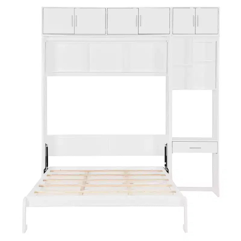 Lit escamotable avec armoire Lit escamotable pliant avec étagères de rangement et bureau