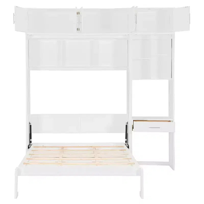 Lit escamotable avec armoire Lit escamotable pliant avec étagères de rangement et bureau