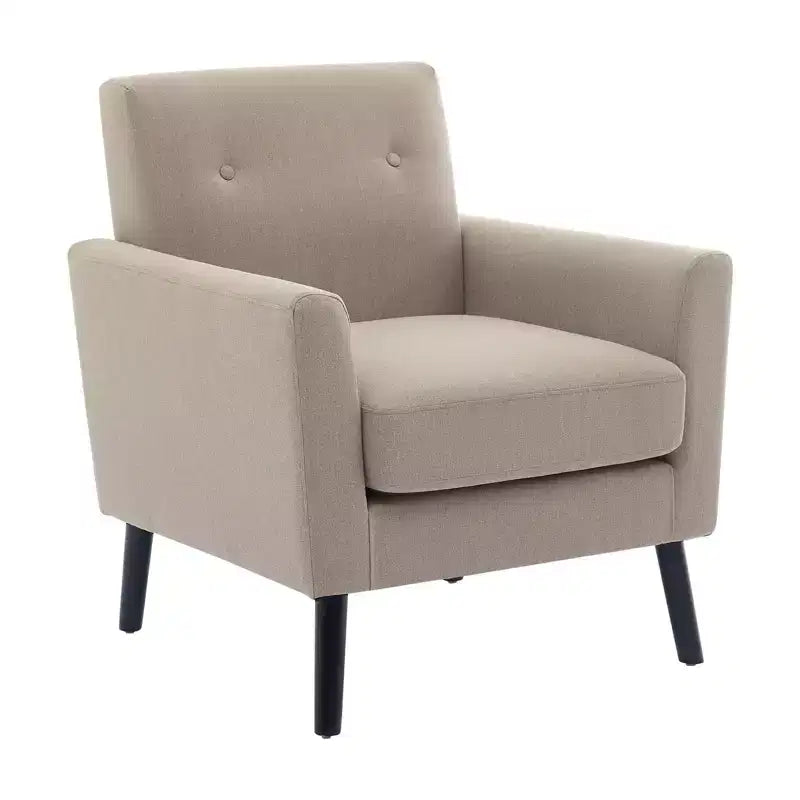 Single Armchair Mid-Century Modern Style with Wooden Legs and Thickened Cushion Suitable for Bedrooms Waiting Rooms and Offices